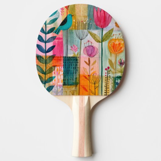 Raquette De Ping Pong Charmant Patchwork Merle Bleu Prairie (Devant)