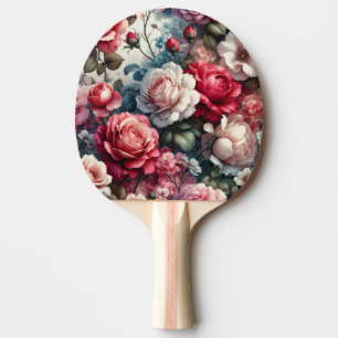 Raquette De Ping Pong Charme floral de la rose intemporelle