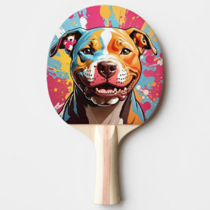 Raquette De Ping Pong Chat Abstrait Avec Des Yeux Jaunes