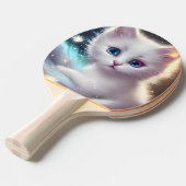 Raquette De Ping Pong Chat blanc bouffé d'Imaginaire (Devant Angle)