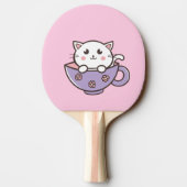 Raquette De Ping Pong Chat blanc dans la tasse (Dos)