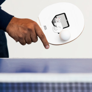 Raquette De Ping Pong Chat Blanc Dormir Sur Le Ping Ping De L'Ordinateur