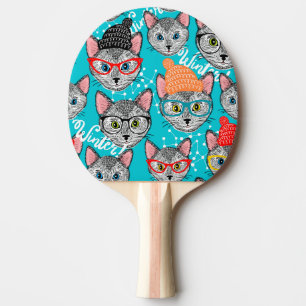 Raquette De Ping Pong Chat dans le casquette