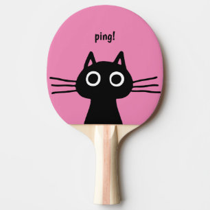 Raquette De Ping Pong Chat de Kitty Black  Feline amusante