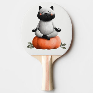 Raquette De Ping Pong Chat d'Halloween sur le design Citrouille