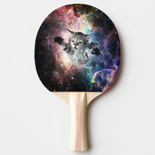 Raquette De Ping Pong Chat drôle dans l'espace (Devant)