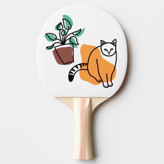 Raquette De Ping Pong Chat et le plante (Devant)