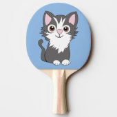 Raquette De Ping Pong Chat gris et blanc (Dos)
