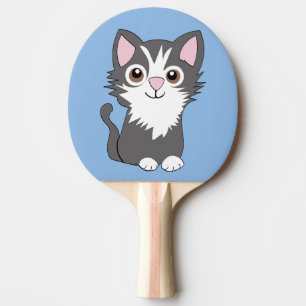 Raquette De Ping Pong Chat gris et blanc