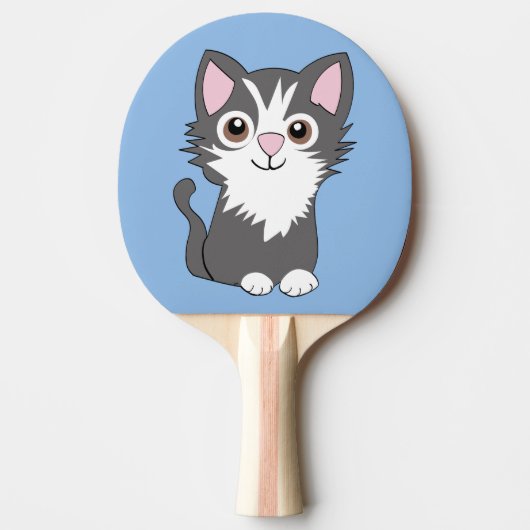 Raquette De Ping Pong Chat gris et blanc (Devant)