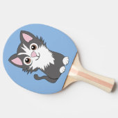 Raquette De Ping Pong Chat gris et blanc (Côté)