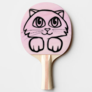 Raquette De Ping Pong Chat Mignonne Gros Oeil Peeking Rose