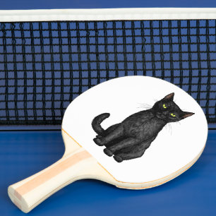 Raquette De Ping Pong chat noir