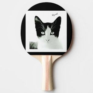 Raquette De Ping Pong Chat noir et blanc Meow