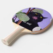 Raquette De Ping Pong Chat noir fâché fait sur commande de Halloween (Devant Angle)