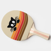 Raquette De Ping Pong Chat noir mignon avec rayures rétro (Côté)