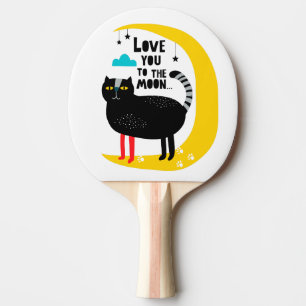 Raquette De Ping Pong Chat sur la lune