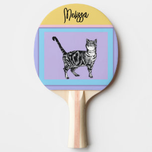 Raquette De Ping Pong Chat Tigre Chat Violet Femmes Couleurs Pastel