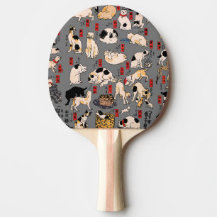 Raquette De Ping Pong Chaton de style Ukiyo-e japonais vintage : Kuniyos