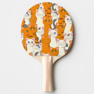 Raquette De Ping Pong Chats blancs et gingembre motif yeux verts yeux bl