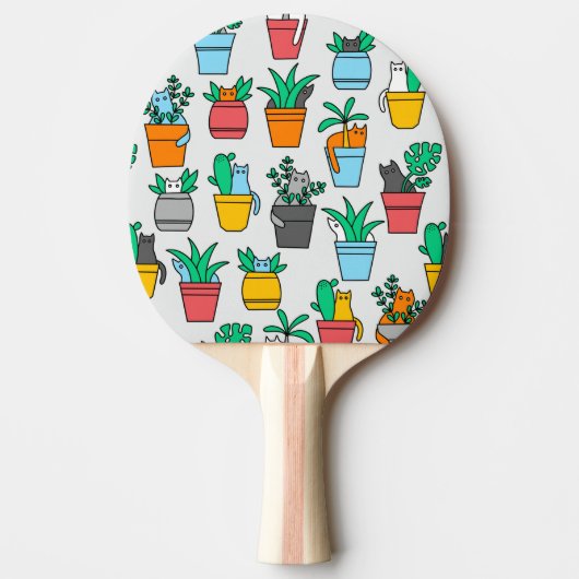 Raquette De Ping Pong Chats dans les pots à fleurs (Devant)