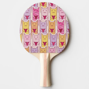 Raquette De Ping Pong Chats mignons avec les coeurs affectueux