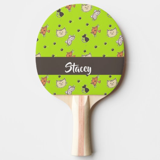 Raquette De Ping Pong Chats mignons en vert (Devant)