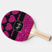 Raquette De Ping Pong Chaud coeur rose faux pétille motif Monogramme (Côté)