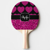 Raquette De Ping Pong Chaud coeur rose faux pétille motif Monogramme (Devant)