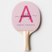 Raquette De Ping Pong Chaud rose moderne Script Girl Monogramme Nom (Dos)