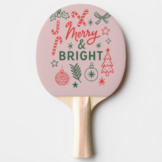 Raquette De Ping Pong Chaussette de Noël rétro Merry & Bright | Festive