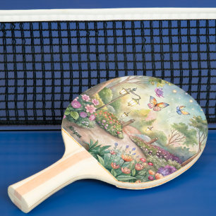 Raquette De Ping Pong Chemin du jardin des papillons de rêve - Jardin en