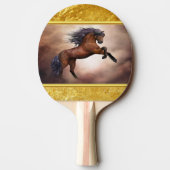 Raquette De Ping Pong Cheval brun frison s'élevant vers le haut de deux (Dos)