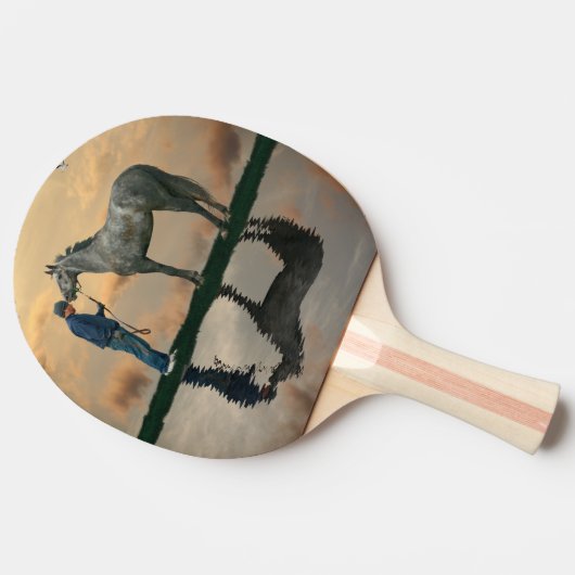 Raquette De Ping Pong Cheval Gris Et Groom OTTB Ping Paddle (Côté)