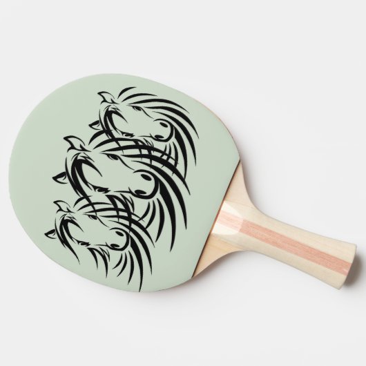 Raquette De Ping Pong Cheval noir sur vert (Côté)
