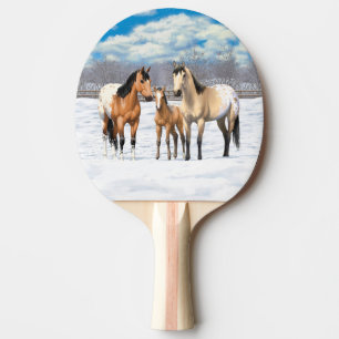 Raquette De Ping Pong Chevaux Appaloosa En Peau De Bouche En Neige