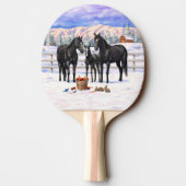 Raquette De Ping Pong Chevaux Du Quartier Noir En Neige (Dos)