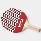 Raquette De Ping Pong Chevron Classic Red and Black Custom Name (Côté)