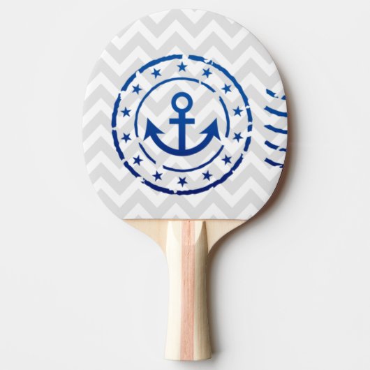 Raquette De Ping Pong Chevron nautique et sceau d'Ancre (Devant)