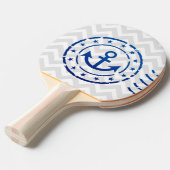 Raquette De Ping Pong Chevron nautique et sceau d'Ancre (Devant Angle)