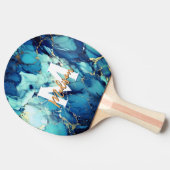 Raquette De Ping Pong chic aqua bleu marbre faux or parties scintillant  (Côté)
