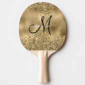Raquette De Ping Pong Chic Black Gold Parties scintillant Nom du monogra (Devant)