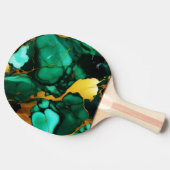 Raquette De Ping Pong Chic Elegant vert foncé jaune Faux Marble (Côté)