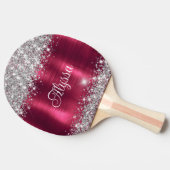 Raquette De Ping Pong Chic Glittery Burgundy Glam Nom (Côté)