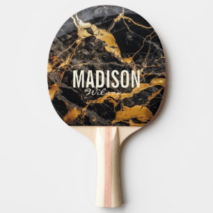 Raquette De Ping Pong Chic noir faux or parties scintillant marbling mon