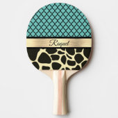 Raquette De Ping Pong Chic Quatrefoil Giraffe Imprimer (Devant)
