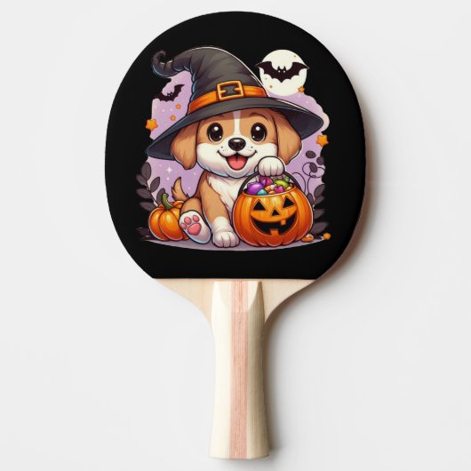 Raquette De Ping Pong Chien/chiot d'Halloween mignon (Devant)
