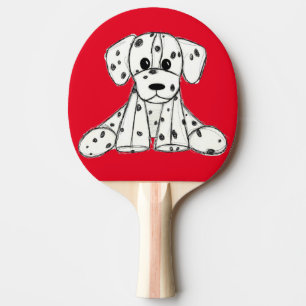 Raquette De Ping Pong Chien en dalmate dessin simple noir