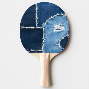 Raquette De Ping Pong Chien Patchwork Art Denim