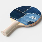 Raquette De Ping Pong Chien Patchwork Art Denim (Devant Angle)